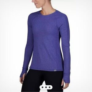Saucony Womens XS Run Dry Brisk Long Sleeve Herringbone Wicking Top Blue/Purple